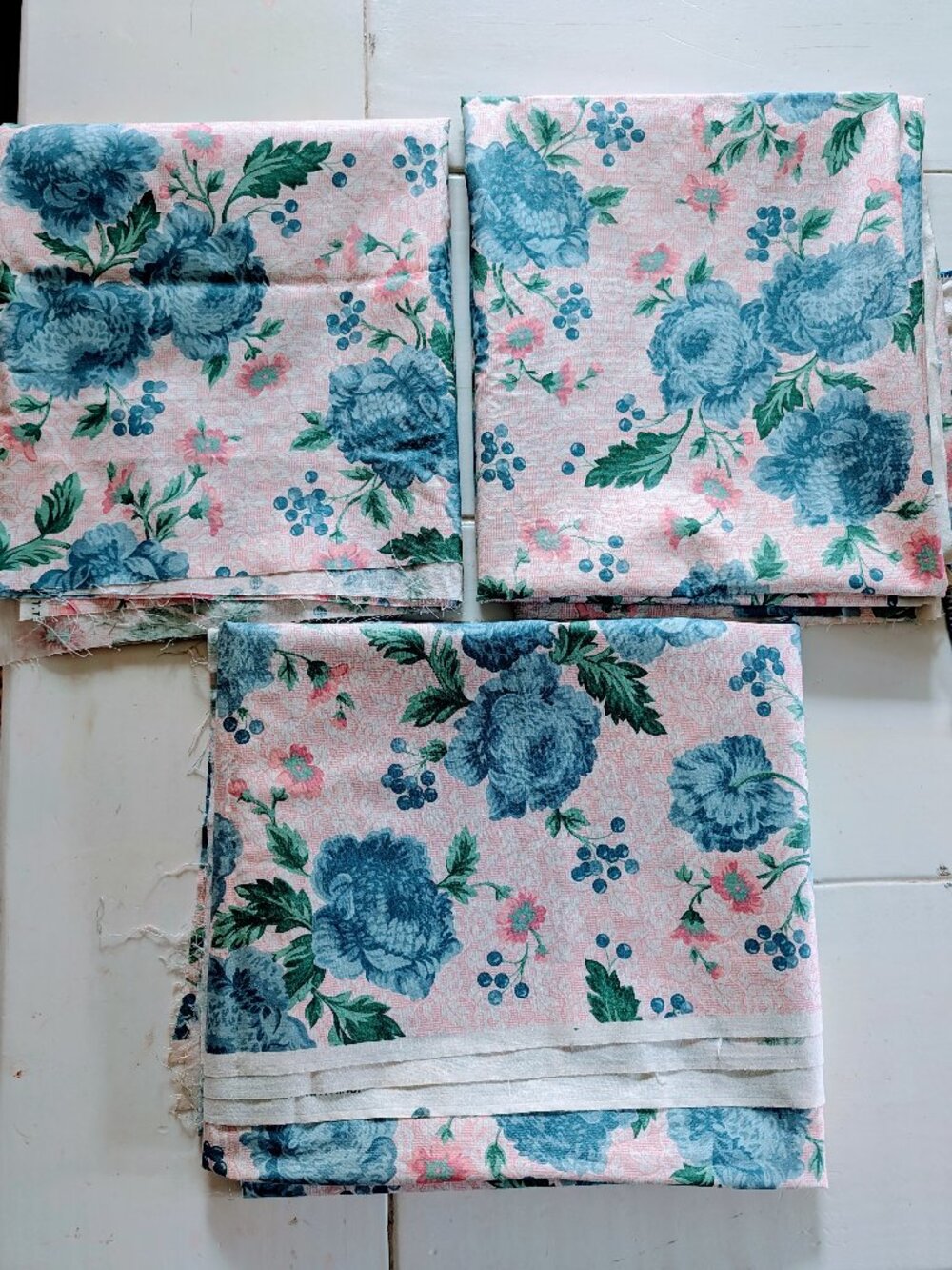 VTG 1990 Fabric Traditions Floral Cotton Fabric Lot 4.6 Yds Pink NOS Rare Ames